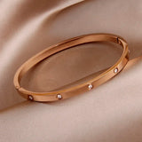 Stainless Steel Charm Bracelet Crystal Open Bracelets