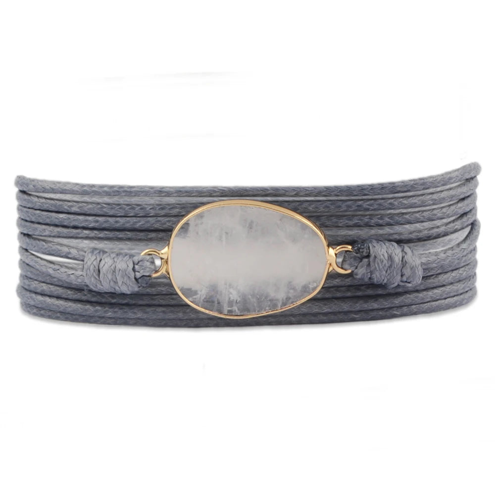 Classic Strands Wrap Rope Bracelet Boho Lapis Lazuli Stone Charm Bangle