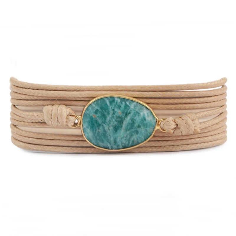 Classic Strands Wrap Rope Bracelet Boho Lapis Lazuli Stone Charm Bangle
