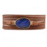 Classic Strands Wrap Rope Bracelet Boho Lapis Lazuli Stone Charm Bangle