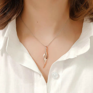 Fallen Leaf Pendant Necklace Cubic Zirconia Rose Party Gift N041