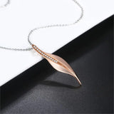 Fallen Leaf Pendant Necklace Cubic Zirconia Rose Party Gift N041