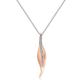 Fallen Leaf Pendant Necklace Cubic Zirconia Rose Party Gift N041