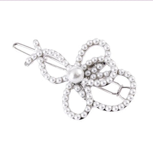 Light Yellow Alloy Chinese Knot Hair Jewelry with Pearl