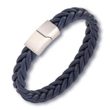 Men's Stainless Steel Leather Bracelet with Magnet Buckle
