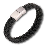Men's Stainless Steel Leather Bracelet with Magnet Buckle