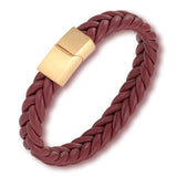 Men's Stainless Steel Leather Bracelet with Magnet Buckle