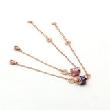 Roman Number Circle 4 Crystal Bracelet Stainless Steel Rose Jewelry for Women