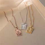 Tarot Cards Pendant Necklace Stainless Steel Box Chain Divination Choker