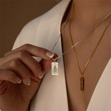 Tarot Cards Pendant Necklace Stainless Steel Box Chain Divination Choker