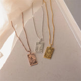 Tarot Cards Pendant Necklace Stainless Steel Box Chain Divination Choker