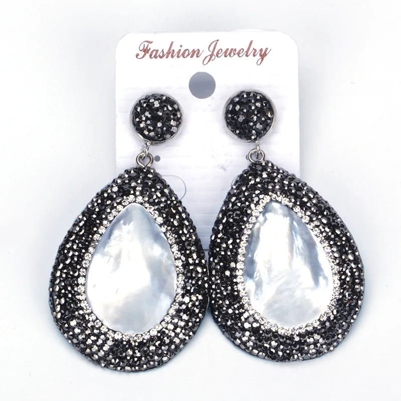 Mother Of Pearl Shell Tear Drop Earrings