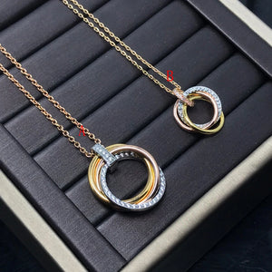 Three-color Three-ring Pendant Necklace for Women