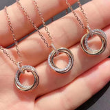 Three-color Three-ring Pendant Necklace for Women