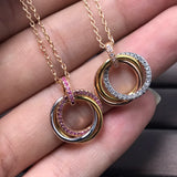 Three-color Three-ring Pendant Necklace for Women