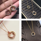 Three-color Three-ring Pendant Necklace for Women