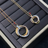 Three-color Three-ring Pendant Necklace for Women