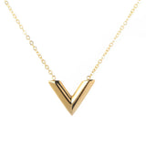Classic Titanium Steel V-Letter Pendant Necklace For Woman Jewelry Gothic Party