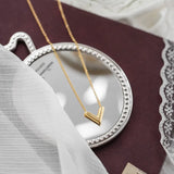 Classic Titanium Steel V-Letter Pendant Necklace For Woman Jewelry Gothic Party