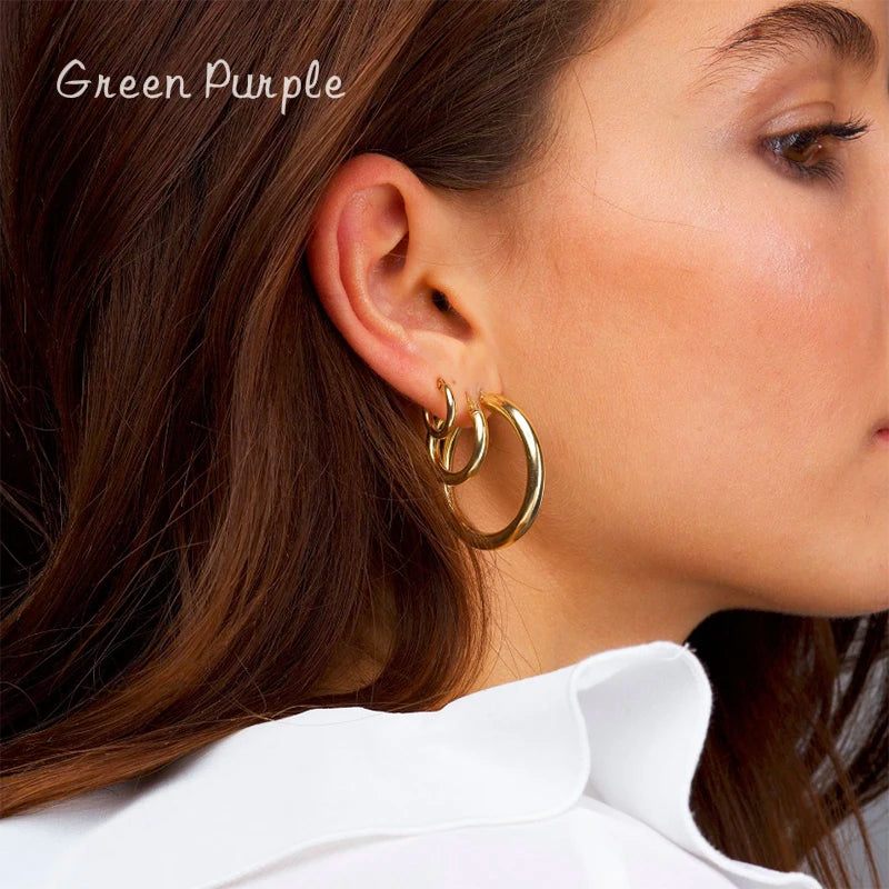 Classic Hoop Earrings 14K Filled Modern Jewelry Minimalism Boho Brincos Gift