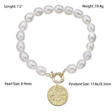 Vintage Freshwater Pearl Stretch Bracelet 925 Silver Plated Pendant Jewelry