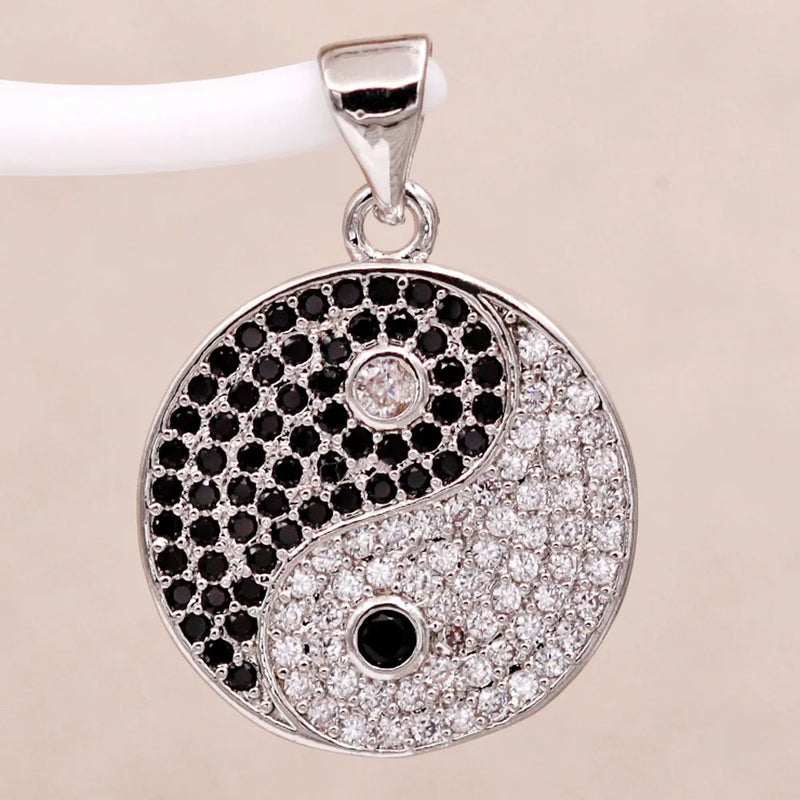 Plated Round Pendant With Zirconia Copper For Women Girls Jewelry