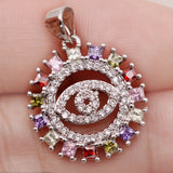 Plated Round Pendant Pink Red Zirconia Copper Women Girls Jewelry Wedding