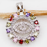 Plated Round Pendant Pink Red Zirconia Copper Women Girls Jewelry Wedding