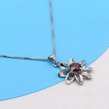 Tricolor Zirconia Flower Pendant Necklace-925 Silver