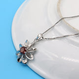 Tricolor Zirconia Flower Pendant Necklace-925 Silver