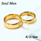 Classic Tungsten Carbide Rings 4/6/8mm Gold Couple Wedding Bands Zirconia Gift