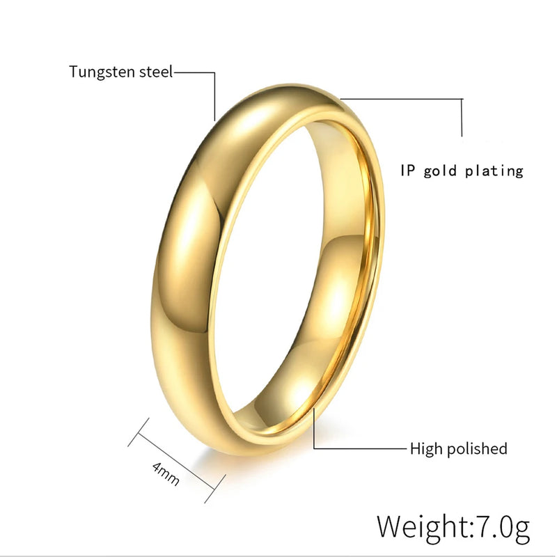 Classic Tungsten Carbide Rings 4/6/8mm Gold Couple Wedding Bands Zirconia Gift