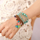 Turquoise Strand Necklace & Bracelet Set - Bohemian Jewelry