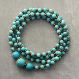 Turquoise Strand Necklace & Bracelet Set - Bohemian Jewelry