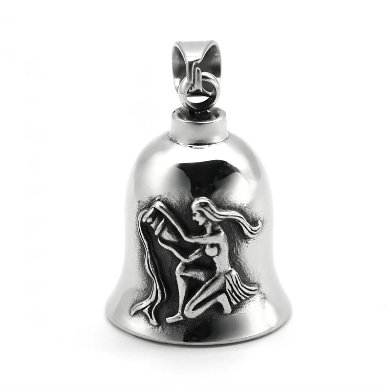 12 Constellations Bell Pendant Stainless Steel Charm Horoscope Motorcycle Biker
