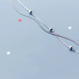 Double-layer Circle Light Beads Bracelet Sterling Silver 925 Jewelry