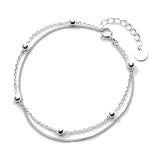 Double-layer Circle Light Beads Bracelet Sterling Silver 925 Jewelry