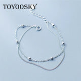 Double-layer Circle Light Beads Bracelet Sterling Silver 925 Jewelry