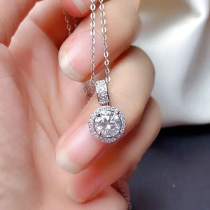 S925 Silver Rose Necklace 2ct Simulated Diamond Pendant