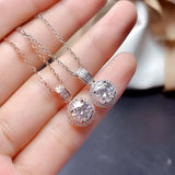 S925 Silver Rose Necklace 2ct Simulated Diamond Pendant