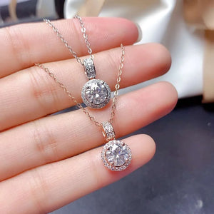 S925 Silver Rose Necklace 2ct Simulated Diamond Pendant