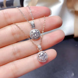 S925 Silver Rose Necklace 2ct Simulated Diamond Pendant