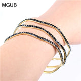 2 Styles Crystal Bangles Stainless Steel Jewelry Set LH237