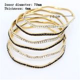 2 Styles Crystal Bangles Stainless Steel Jewelry Set LH237