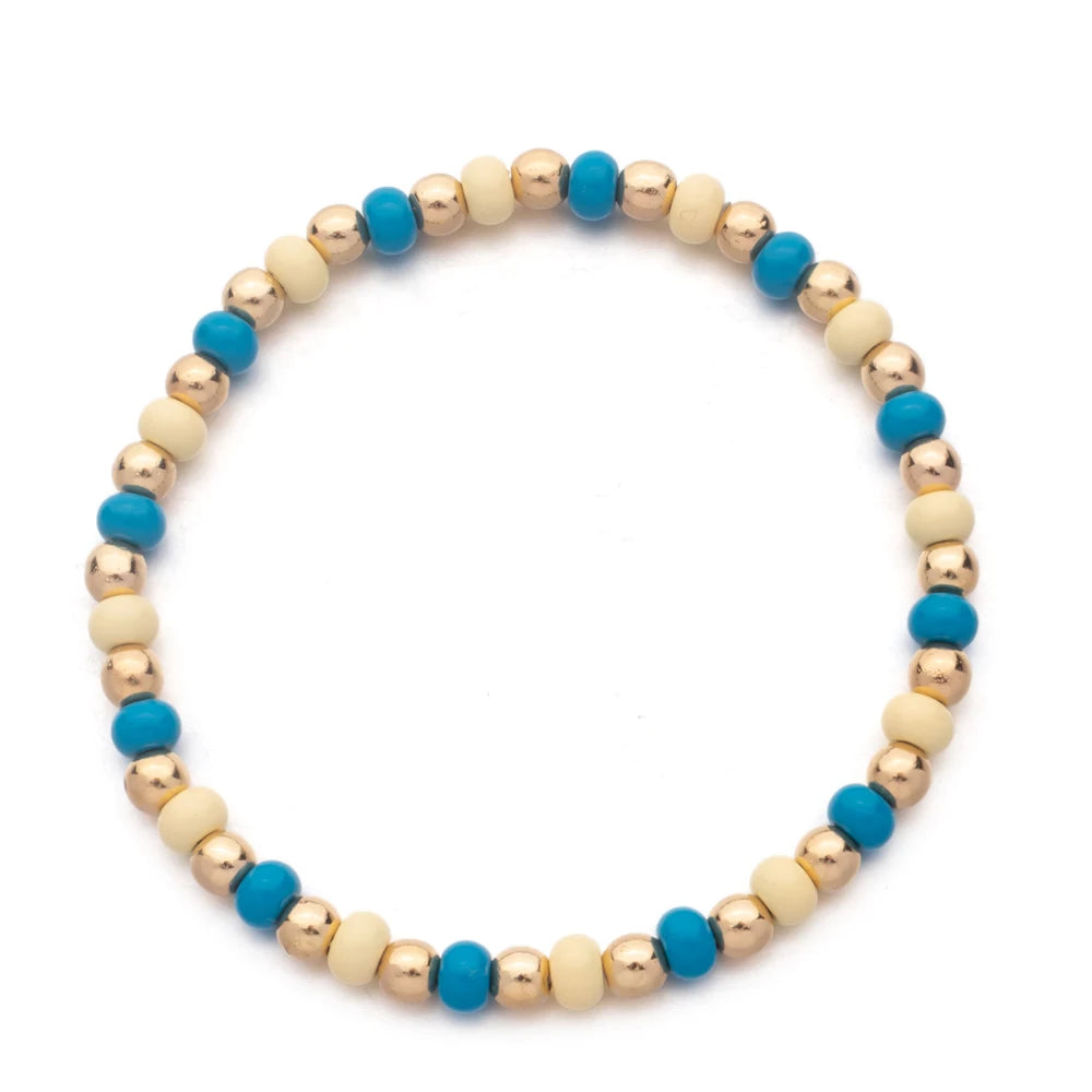Colorful 4mm Rondelle Bead Bracelets Women Elastic Bohemian Jewelry