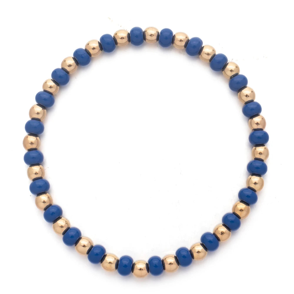 Colorful 4mm Rondelle Bead Bracelets Women Elastic Bohemian Jewelry