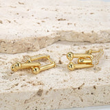 Zircon Inlaid U-Shaped Earrings in S925 Sterling Silver