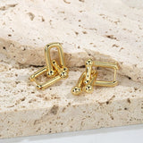 Zircon Inlaid U-Shaped Earrings in S925 Sterling Silver