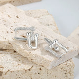 Zircon Inlaid U-Shaped Earrings in S925 Sterling Silver