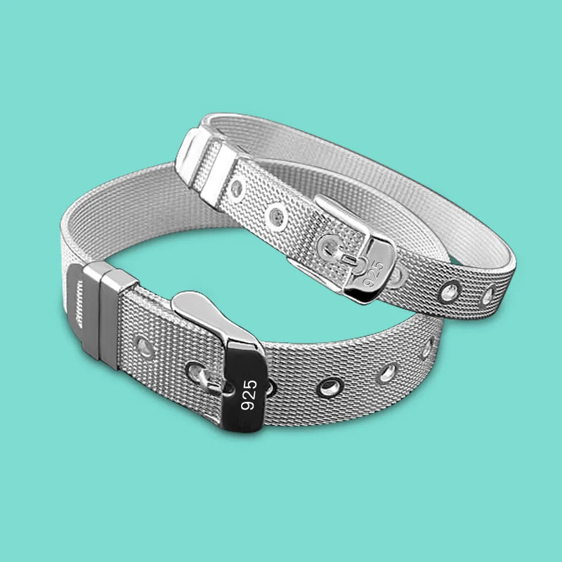 Unisex 925 Silver Bracelet Watch Strap Chain Bracelet - Charm Jewelry